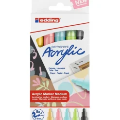edding - Set de 5 Marqueurs Acrylique e-5100 Assortis - Pointe Ogive 2-3 mm