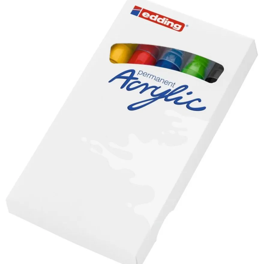 edding - Set de 5 Marqueurs Acrylique e-5100 Assortis - Pointe Ogive 2-3 mm