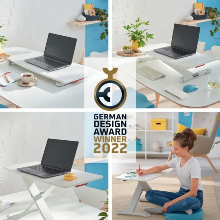 eitz Ergo – Station de travail assis/debout – Réglage pneumatique jusqu’à 31 cm – Blanc