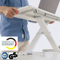 eitz Ergo – Station de travail assis/debout – Réglage pneumatique jusqu’à 31 cm – Blanc
