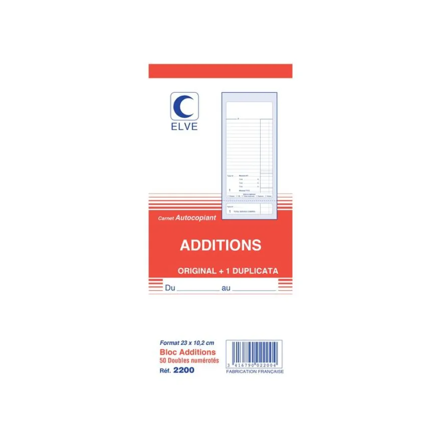 ELVE - 10 Blocs Addition - 50 dupli - 10 x 23,5 cm