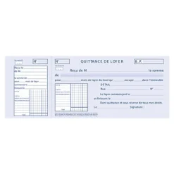 ELVE - Carnet à souche quittances de loyer - 50 feuillets - 10 x 27 cm