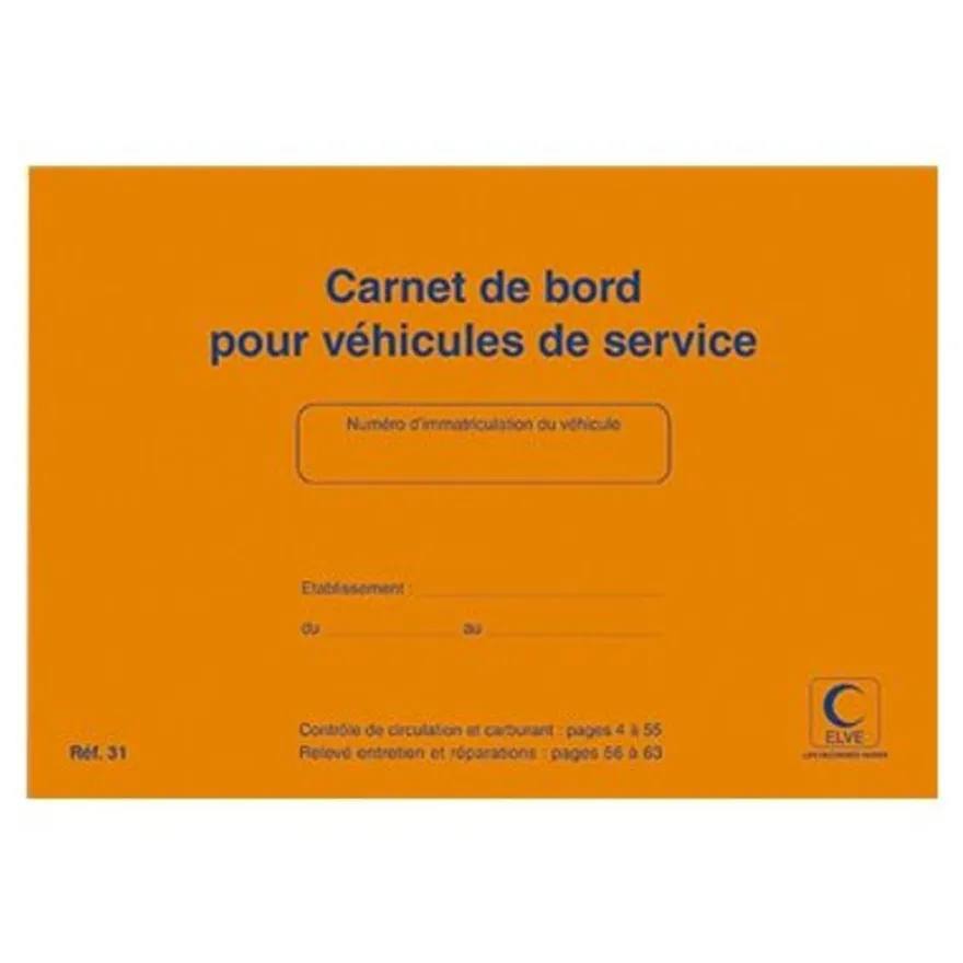 ELVE - Carnet de bord véhicule de service - 15 x 21 cm