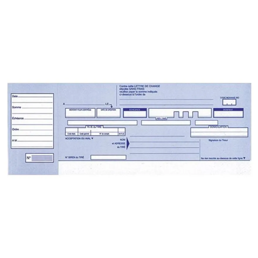 ELVE - Carnet de lettres de change - 50 feuilles - 10,2 x 27 cm