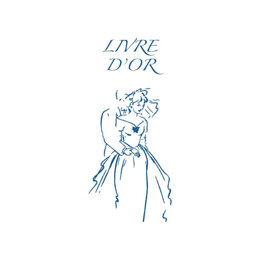 ELVE - Livre d'or mariage - 24 x 24 cm - portrait - 48 feuilles / 96 page - couple en bleu