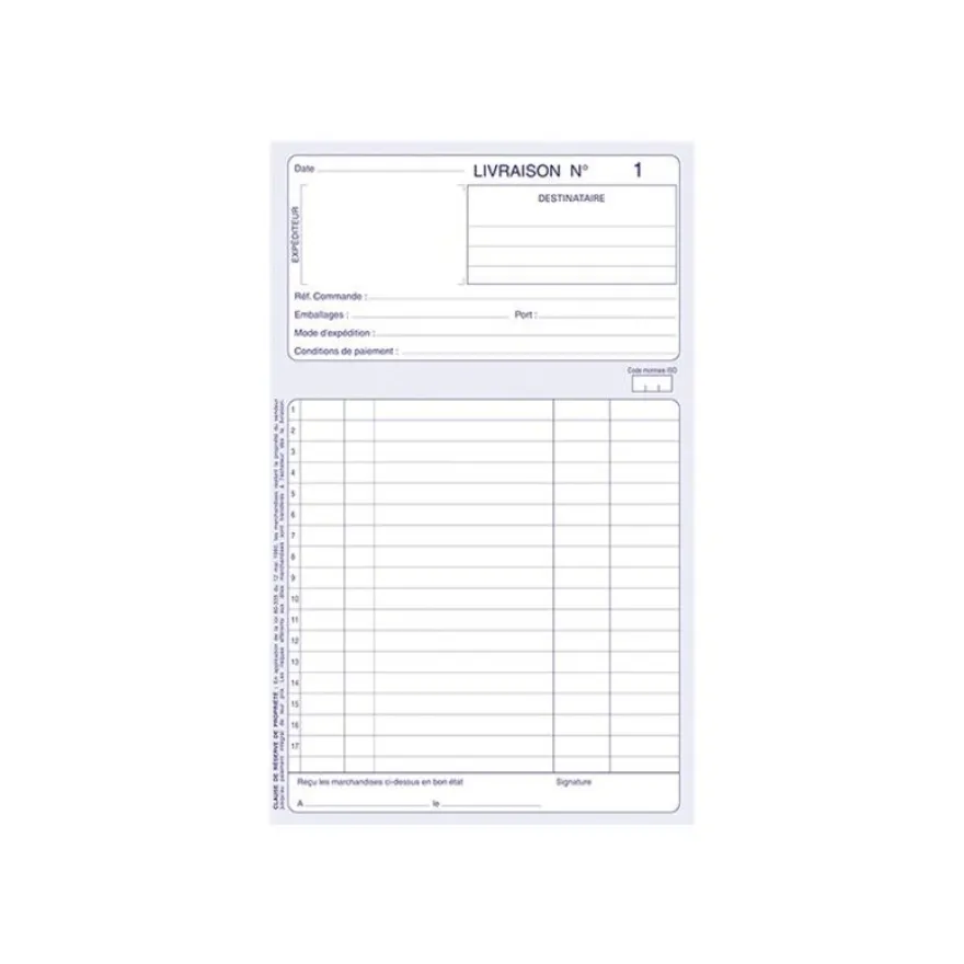 ELVE - Manifold Carnet de livraisons - 50 tripli - 21 x 14 cm