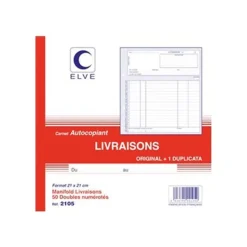 ELVE - Manifold Carnet de livraisons - 50 dupli - 21 x 21 cm