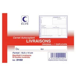 ELVE - Manifold Carnet de livraisons - 50 dupli - 10,5 x 14 cm