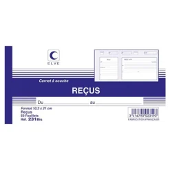 ELVE - Manifold Carnet de reçus - 50 dupli - 10,5 x 21 cm