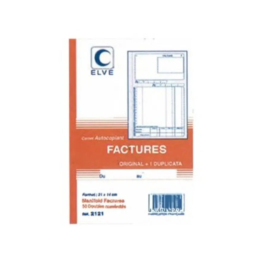 ELVE - Manifold Carnet de factures - 50 dupli - 21 x 14 cm