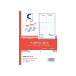 ELVE - Manifold Carnet de factures/devis auto-entrepreneurs - 40 dupli - A4