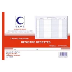 ELVE - Manifold Carnet de recettes/dépenses auto-entrepreneurs - 40 dupli - A4