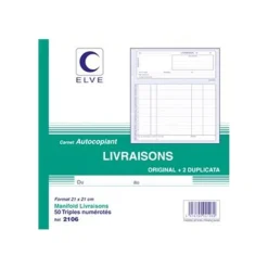 ELVE - Manifold Carnet de livraisons - 50 tripli - 21 x 21 cm