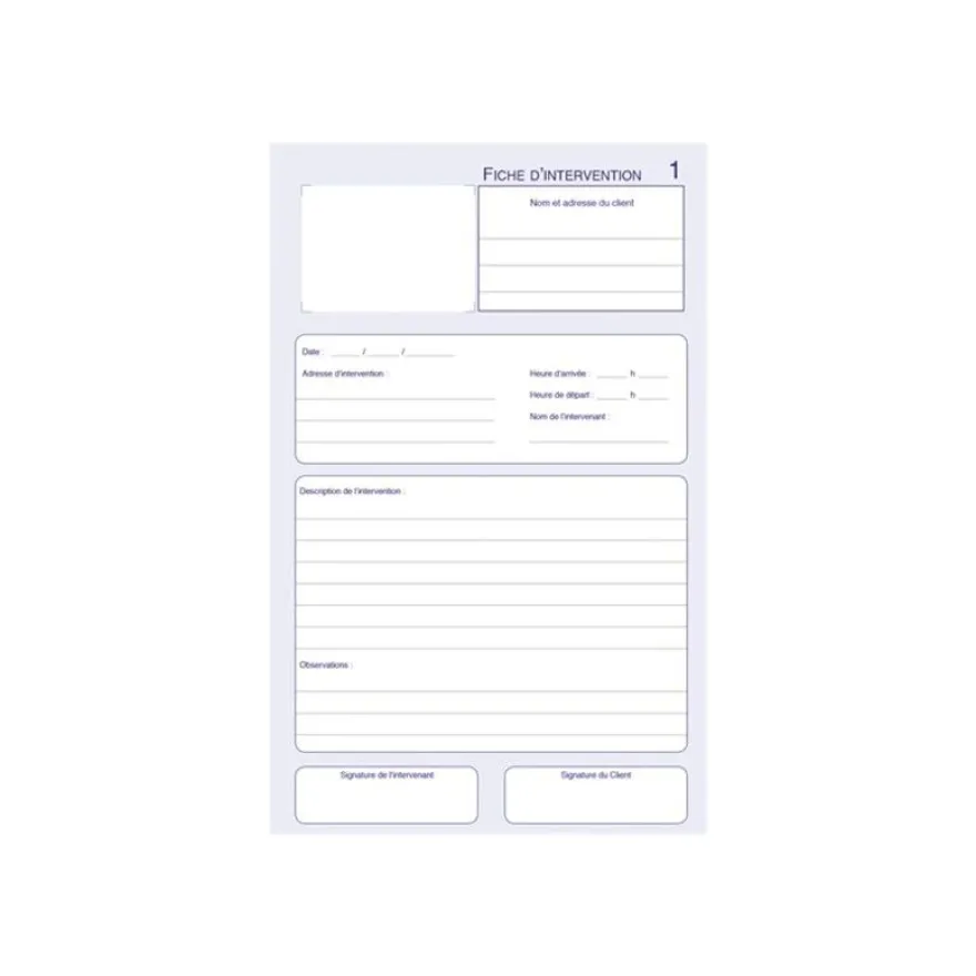ELVE - Manifold Carnet Fiche d'intervention - 50 tripli 21 x 14 cm