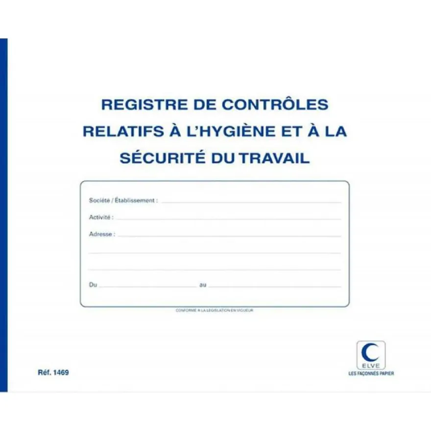 ELVE - Registre de contrôle de sécurité technique - 22 x 28 cm