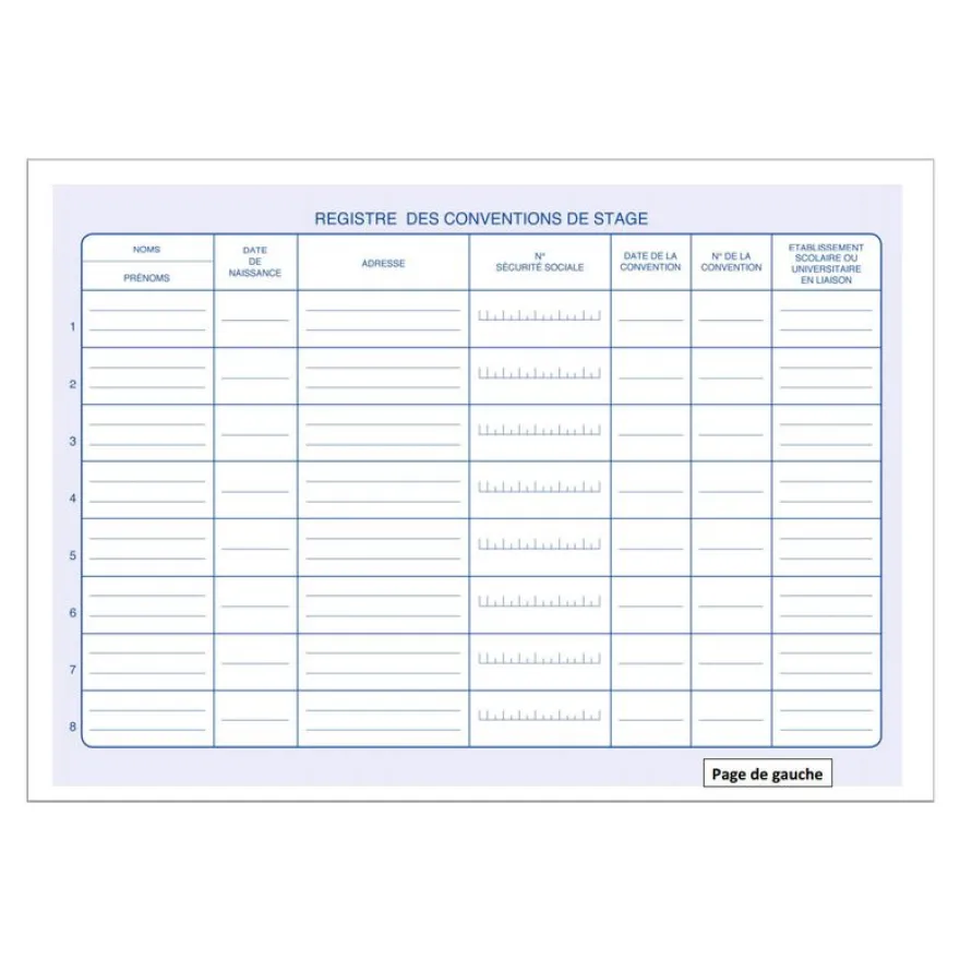 ELVE - Registre des conventions de stage - A4