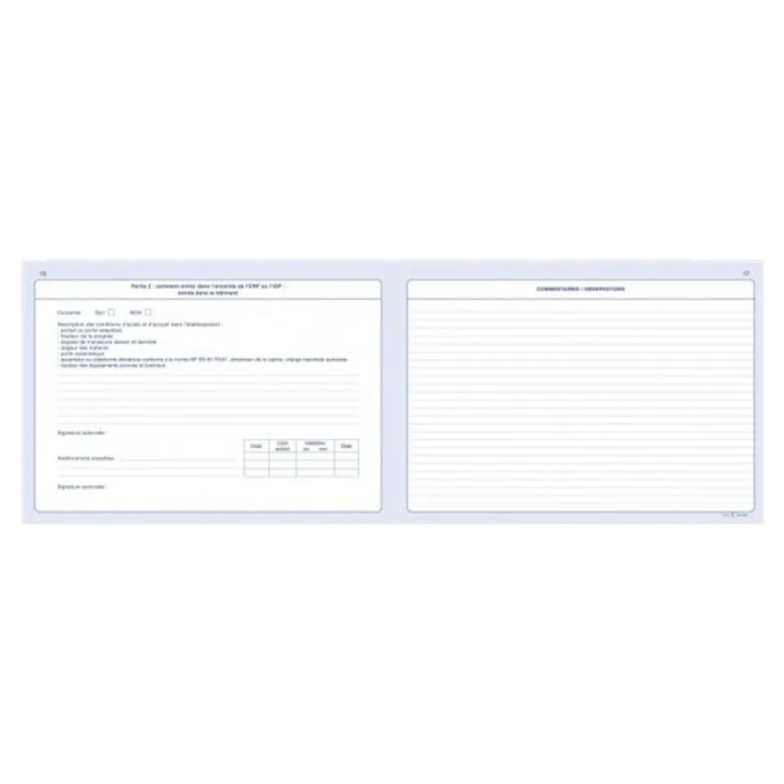 ELVE - Registre d'accessibilité aux ERP et IOP - A4