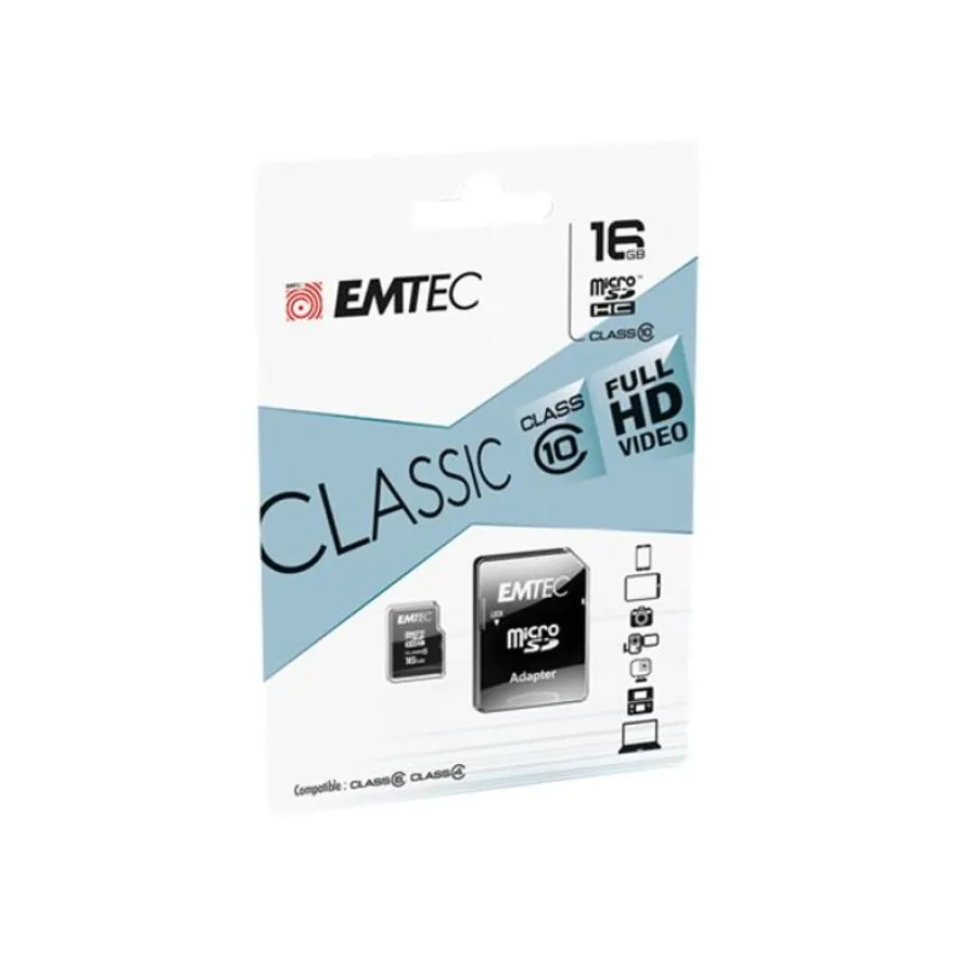 Emtec - carte mémoire 16 Go - Class 10 - micro SDHC