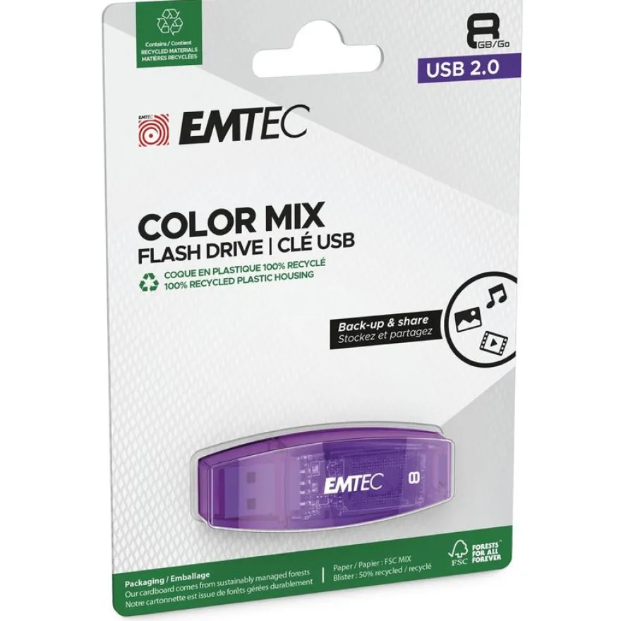 Emtec C410 Color Mix - clé USB 2.0 - 8 Go - violet