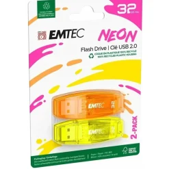 EMTEC C410 Neon - Pack de 2 clés USB 2.0 - 32 Go