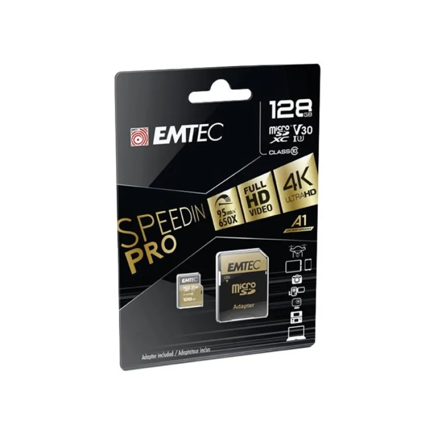 Emtec SpeedIN' PRO - carte mémoire 128 Go - Class 10 - micro SDXC - UHS-I U3 V30
