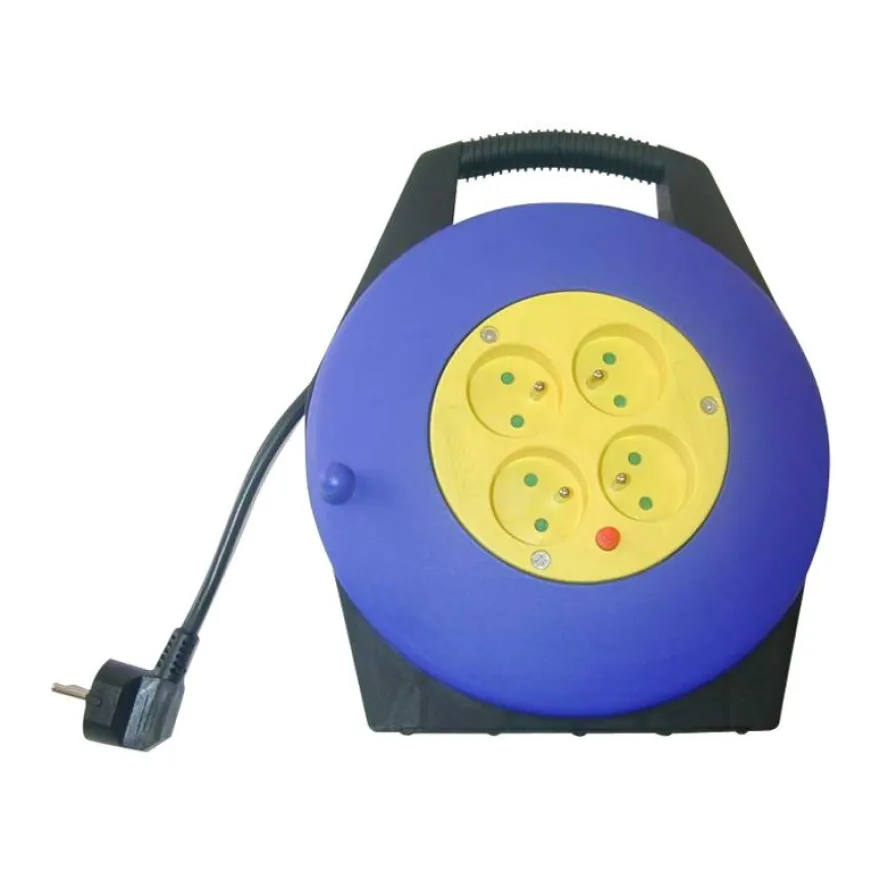 Enrouleur de cable électrique + 4 prises 16A - 10m