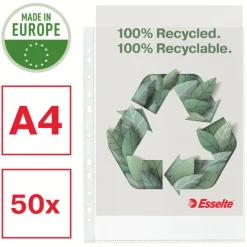 Esselte - 50 Pochettes perforées - A4 - PP - 100% Recyclées