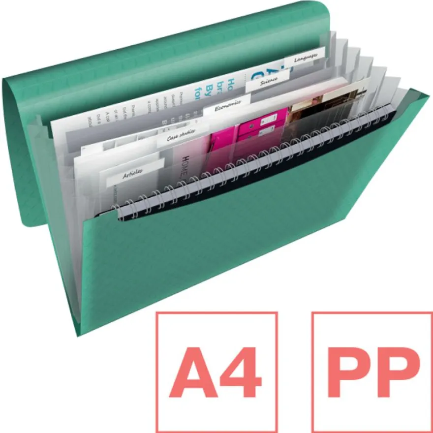 Esselte Colour'Breeze - Classeur ménager (valisette trieur) - 6 compartiments - vert