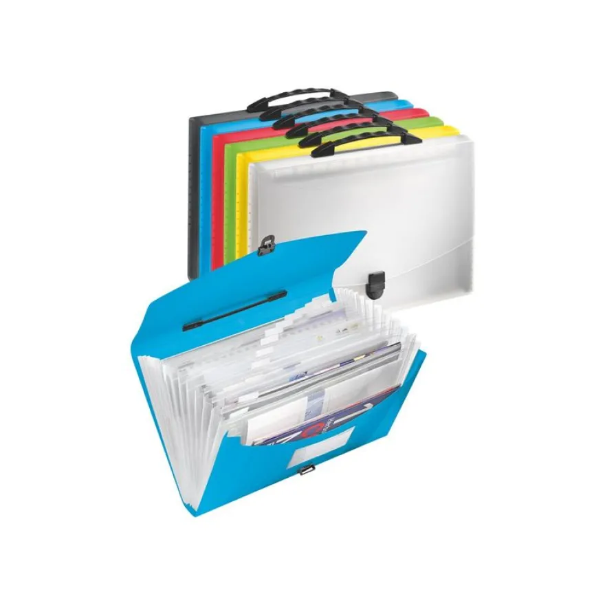 Esselte Vivida - Classeur ménager (valisette trieur) 12 onglets - disponible dans différentes couleurs