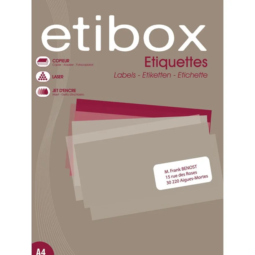 Etibox - 1400 Étiquettes adhésives blanches - 99.1 x 38.1 mm - Coins arrondis - réf 119763