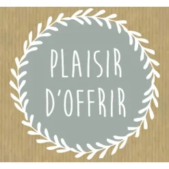 Etiquettes Plaisir d'offrir grise 4x3,5cm - rouleau de 500