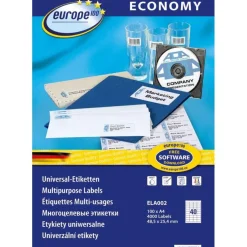 Europe100 - 4000 Étiquettes multi-usages blanches - 48,5 x 25,4 mm - réf ELA002.FR