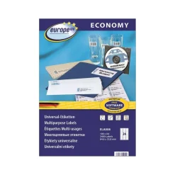 Europe100 - 2400 Étiquettes multi-usages blanches - 64,6 x 33,8 mm - réf ELA008