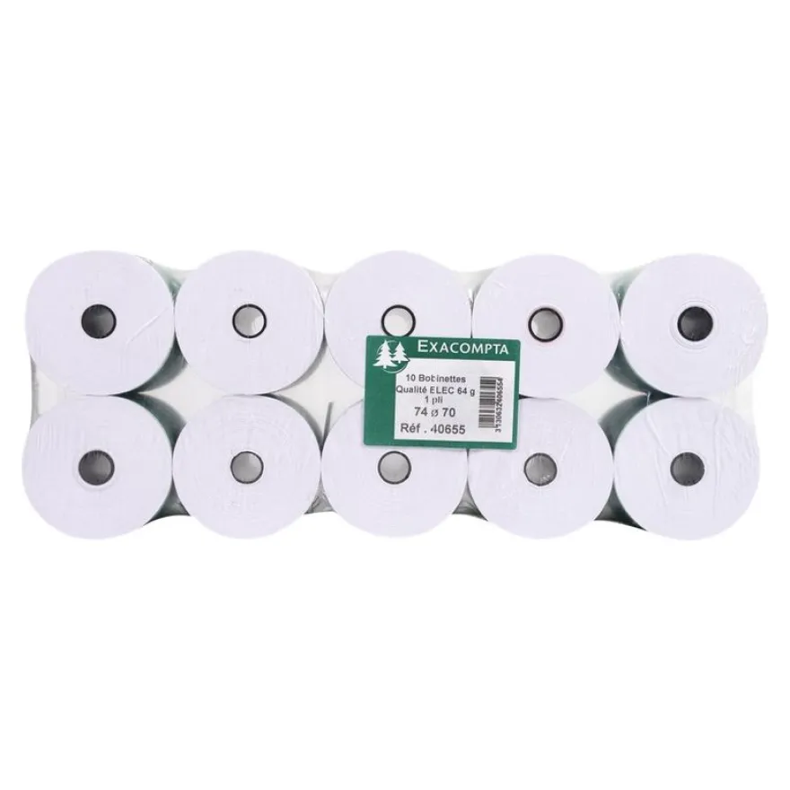 Exacompta - 10 Bobines offset - rouleaux calculatrices - 74 x 70 x 12 mm
