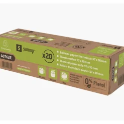 Exacompta - 20 Bobines thermiques - rouleaux pour SUMUP - 57 x 30 mm x 9 m - sans phénol et sans plastique