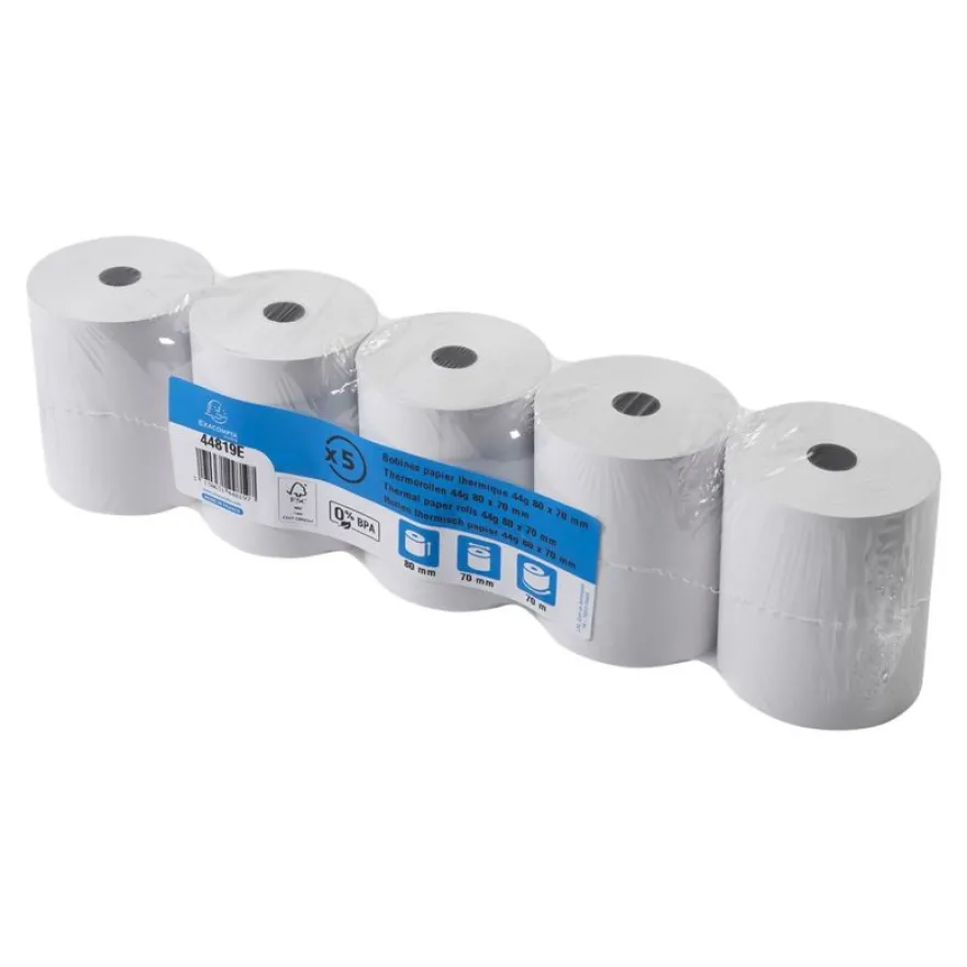 Exacompta - 5 Bobines thermiques - rouleaux caisses - 80 x 70 x 12 mm - sans Bisphénol A