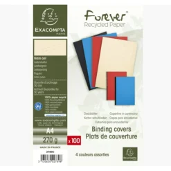 Exacompta - 100 couvertures à reliure A4 (21 x 29,7 cm) - 270 g/m² - couleurs assorties