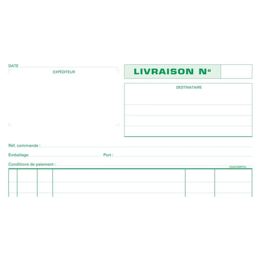 Exacompta - 5 Manifolds Carnets de livraisons - 50 dupli - A4