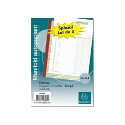 Exacompta - 5 Manifolds Carnets de factures - 50 tripli - 21 x 15 cm