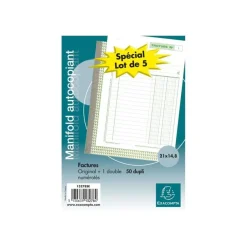 Exacompta - 5 Manifolds Carnets de factures - 50 dupli - A5