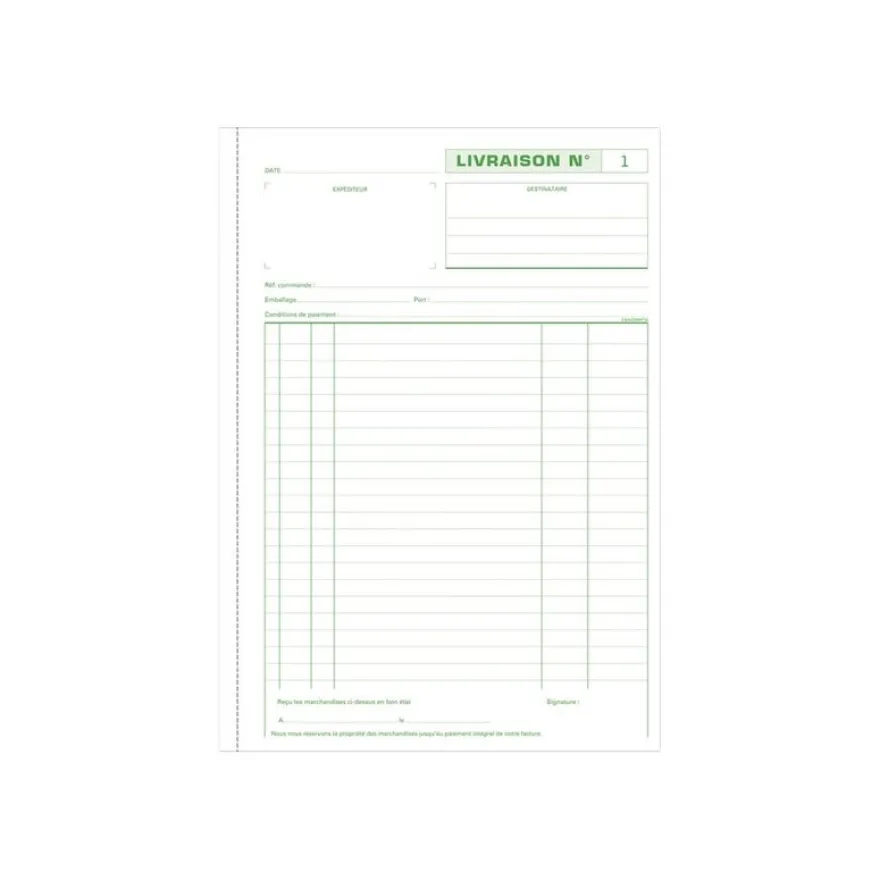 Exacompta - 5 Manifolds Carnets de livraisons - 50 tripli - A4