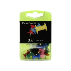 Exacompta - 25 Épingles Push pin's - 10 mm - couleurs opaques assorties