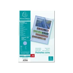 Exacompta - 10 Pochettes coin - A4 - 12/100 - bleu transparent