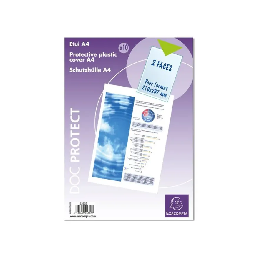 Exacompta - 10 Pochettes de protection - A4 - transparent