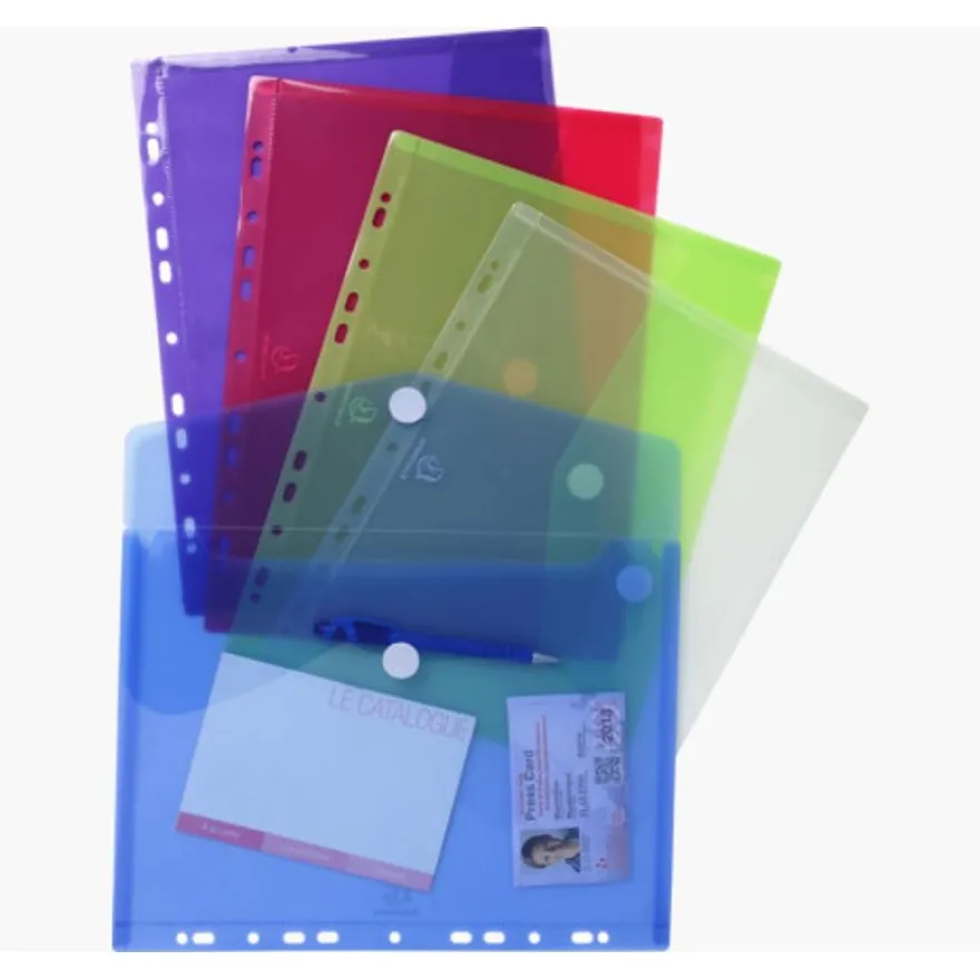Exacompta - 5 Pochettes perforées à scratch - A4 - couleurs assorties