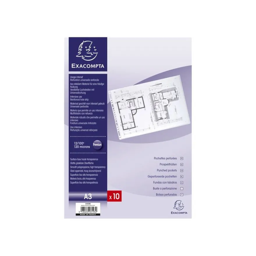 Exacompta - 10 Pochettes perforées - A3 paysage - 12/100