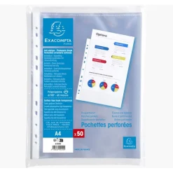 Exacompta - 50 Pochettes perforées - A4 - PP lisses - cristal 6/100E