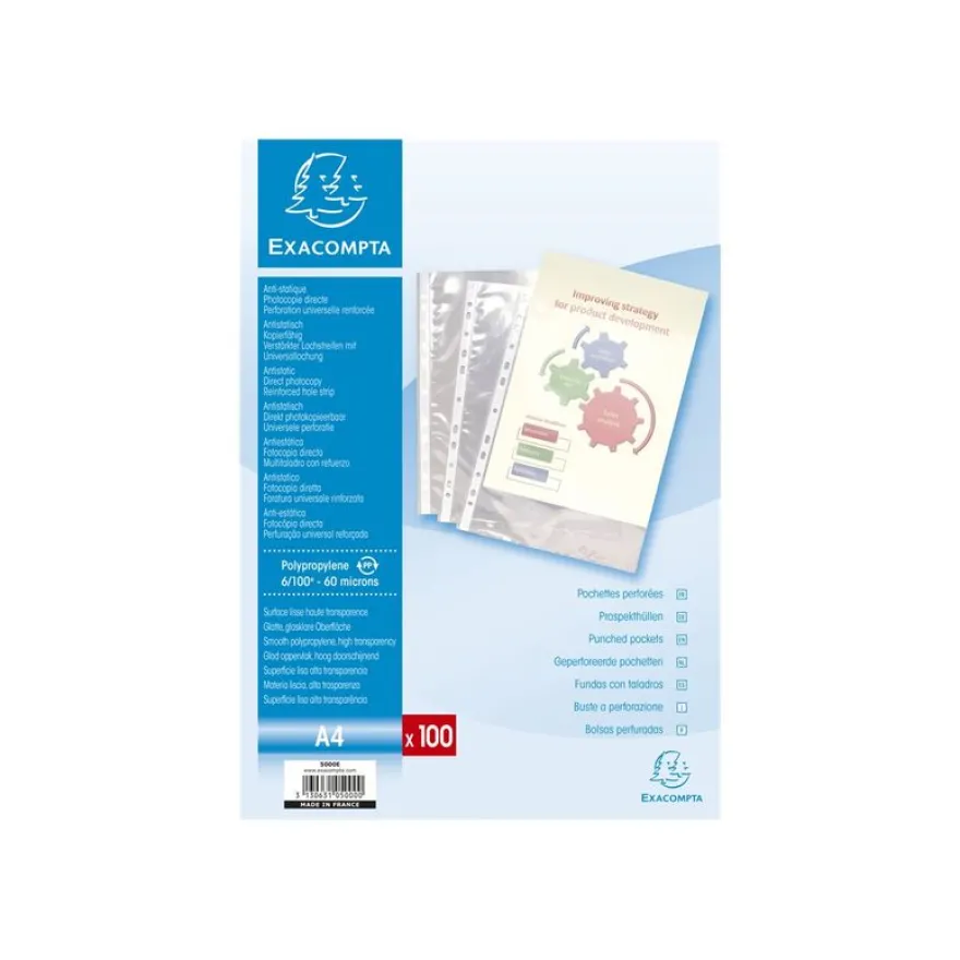 Exacompta - 100 Pochettes perforées - A4 - lisse 6/100
