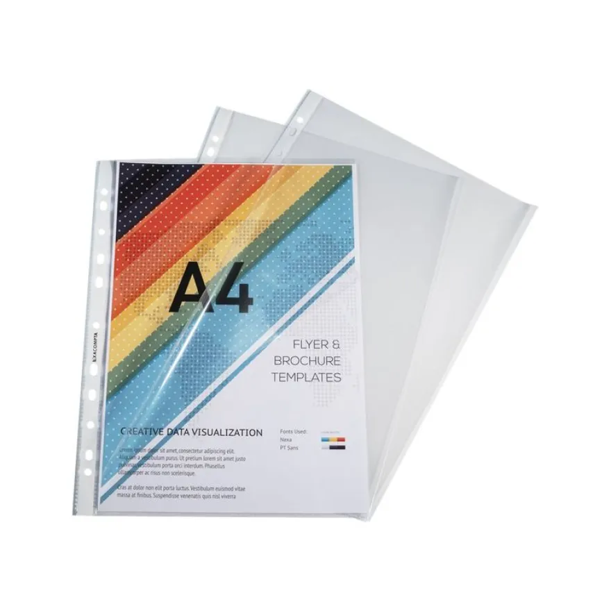 Exacompta - 100 Pochettes perforées - A4 - lisse 6/100 - ouverture 2 côtés