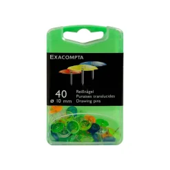 Exacompta - 40 Punaises - 7 mm - couleurs translucides assorties